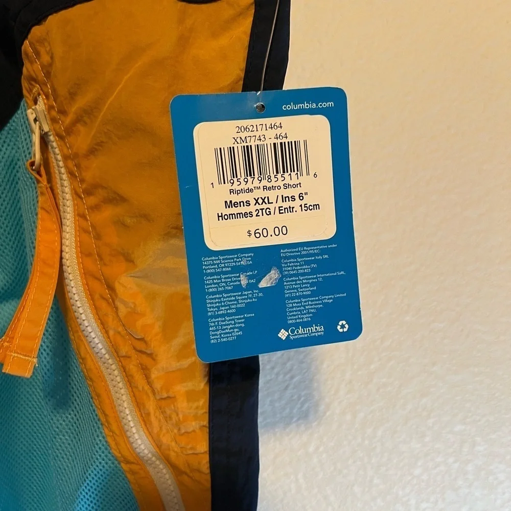 Columbia Yellow and Blue Ripstop Shorts size xxl